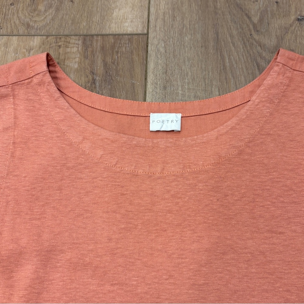 ๐POETRY๐ KNIT & WOVEN TANK TOP HEMP ORGANIC COTTON BLEND ORANGE SZ 4 - Picture 2 of 9